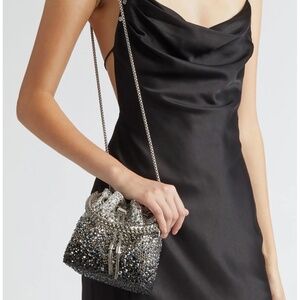 Jimmy Choo Bon Bon Silver Tone Crystal Shoulder Bag